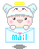 Pixelated character with angel halo and wings holding light blue envelope with 'mail' text, showing four distinct facial expressions across frames.