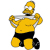 Pixelated character in yellow shirt and black shorts with arms raised, standing against white background.