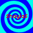 Four identical blue and cyan spiral patterns arranged in a with red text "Shaylos" overlaid on each spiral