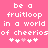 Pixelated text on a pink background with repeated phrases and heart symbols, featuring a static image with no visible animation.