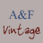 Static pixelated image with blue 'A&F' text above brown 'Vintage' text on a light gray background.