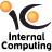 Pixelated static icon featuring a black crescent shape with two orange circular suns and the text "Internal Computing" below, all on white background.