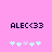Pixelated text 'ALEC<33' on pink background with light blue and pale purple plus signs below, two variations of sign positions.