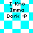 Pixelated text 'I Kno Imma Dork :P' on a blue-and-white checkered background with animated diamond-shaped pattern changes.