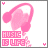 Pink pixelated headphones with 'MUSIC IS LIFE' text and small heart symbols on a white background.