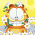 Pixelated cartoon-style icon featuring a circular frame with orange-brown border, white center, and green accents on yellow background with dithered sun and cloud effects.