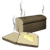 Animated sequence showing a loaf of bread with steam rising above it and two slices below, one slice topped with yellow butter.