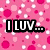 Pixelated icon with pink polka-dot background and "I LUV..." text, green duck with white spots and "J.C" text, black background with colorful dots and "N.Z" text.