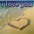 Pixelated image with purple text 'ilove you' above a heart shape on a gradient background.