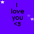Purple background with repeated 'I love you <3' text and white/purple star animations across a