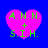 Four identical pink heart-shaped icons with green text on a blue background, each displaying 'A.N.N. + S.I.H.' in pixelated font.