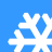 Four white snowflake icons on a solid blue background, arranged in a with no visible animation changes