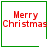 Four identical square with green borders display red pixelated text reading "Merry Christmas" on white backgrounds, each containing a distinct small symbol in the bottom-right corner