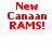 Red pixelated text reading 'New Canaan RAMS!' on a white background, displayed in four identical positions
