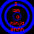 Four identical circular blue-ringed icons with red text reading 'I am a ninja shhh' on black background