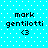 Pixelated text and symbol on cyan background with white dots, repeated in four identical