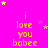 Bright pink background with yellow text reading "i love you babe" repeated in a , surrounded by small yellow and pink stars