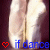 Animated sequence showing a pair of feet in white shoes dancing against dark background with blue text and heart symbols changing across frames.