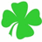 Green four-leaf clover icons with subtle variations in leaf shape and stem positioning across three views.