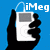 Pixelated icon shows a black hand holding a white MP3 player against blue background with 'iMeg' text above.