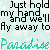 Pixelated static image with black text on light blue background and green cursive text at bottom.