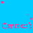 A static image with a bright blue background, repeated pink text, and scattered pink and light blue stars.