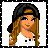 Pixel art buddy icon featuring a cartoon woman with long brown hair and black headband next to text reading "White Chick" on white background.