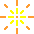 Static pixel art with orange and yellow geometric shapes on gray background, featuring central cross of horizontal/vertical bars and four diagonal step patterns.