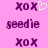 Pixelated text and heart symbols on a pink background, with one version showing an animated white heart.