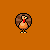Pixel art turkey animation frames displayed in a contact sheet with text labels on an orange background.