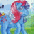 A 50x50 pixel animated buddy icon featuring a blue pony with red mane on the left and green text "Original Icons .com" on a dark green background on the right, displayed as a contact sheet of two frames.