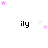 Pixelated text 'ily' repeated in a with pink star animations on a white background