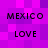 Pixelated text 'MEXICO' and 'LOVE' repeated in a on a purple background with varying pixel density