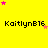 Yellow background with four of 'KaitlynB16' text and pink/yellow star clusters, gray rectangle in bottom-right corner