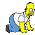 A contact sheet of 11 animated frames showing Homer Simpson crawling in a pixelated cartoon style, arranged in a 4x3 grid with one frame missing at the bottom right.