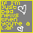 Pixelated yellow text on gray background with two white heart icons, one at top-right and one at bottom-left in first frame, shifting to top-right and bottom-right in second frame.