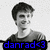 Two identical pixelated grayscale images of a person with short dark hair and a collared shirt, each overlaid with blue text reading "danrad<3" on black backgrounds.