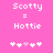 Pixelated text and symbols on a pink background with two identical static frames showing 'Scotty = Hottie' and four symbols below.