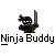 Pixel art ninja character icon with sword, displayed in a contact sheet format showing multiple frames of an animation.