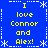 Blue background with yellow text reading "I love Connor and Alex!" repeated four times in a , surrounded by white snowflake and dashed-line borders
