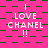 A static image with a pink background and green checkered pattern, displaying repeated 'I LOVE CHANEL II' text in white pixelated font.