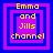Four identical pixelated squares with layered borders display yellow text reading "Emma and Jills channel" on a purple background.