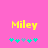 Yellow 'Miley' text on pink background with cyan and gray star-like shapes below, two variations of the shape arrangement visible.