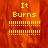 Yellow pixelated text "It Burns" appears over a fiery orange-red background with horizontal dotted lines, displayed in four showing sequential animation frames