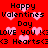 Red background with repeated pink heart shapes and black text reading 'Happy Valentines Day', 'LOVE YOU !<3', '<3 Hearts<3' in pixelated font.