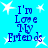Blue text reading 'I'm Love My Friends' on a bright cyan background with white star shapes, arranged in four identical quadrants.