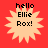 Four identical pixelated starburst icons with 'hello Ellle Rox!' text on a red background, each in a