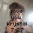Pixelated image of a person with brown hair and light skin, overlaid with black text reading "i love you krystal 7-27" on a muted background.