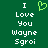 Green background with white pixelated text reading "I Love You Wayne Sgroi" and a green heart symbol above the text.