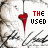 A 3x2 contact sheet of six animated frames showing a red heart-shaped object dripping blood against a marble background with the text "THE USED" in alternating black and red lettering.
